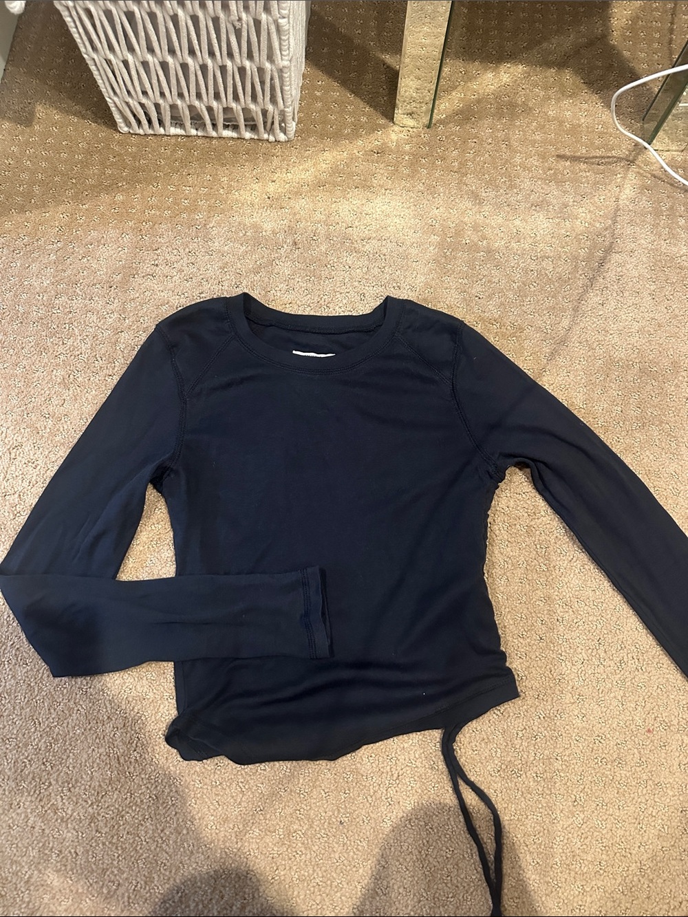 Women Black Long-Sleeve Top with Side Tie